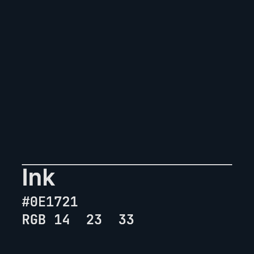 Ink color swatch (#0e1721)