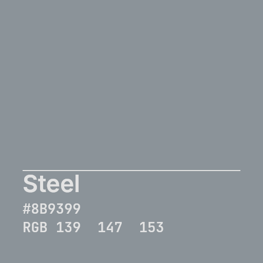 Steel color swatch (#8b9399)